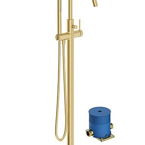 Alita Floor Standing Bath Shower Mixer Brushed Gold