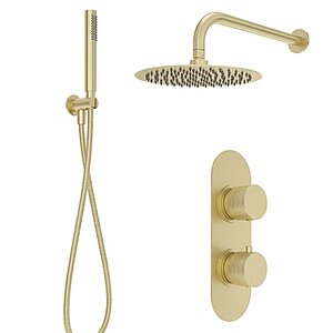 Alita Knurled Shower Set 2 Brushed Gold