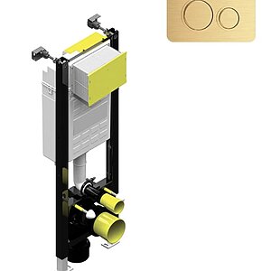Fastfix High Frame for Wall Hung WC fascia plate circular Brushed Gold