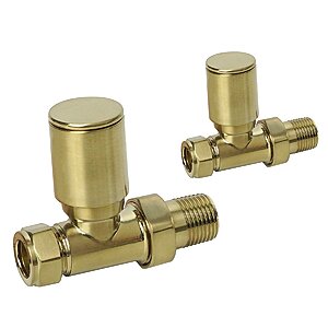 SONAS Round Straight Radiator Valve Brushed Gold