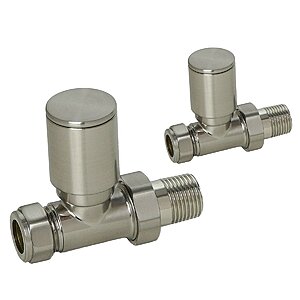 SONAS Round Straight Radiator Valve Brushed Nickel
