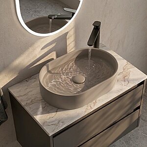 LIVING Oval Countertop Wash Basin City Stone & Waste
