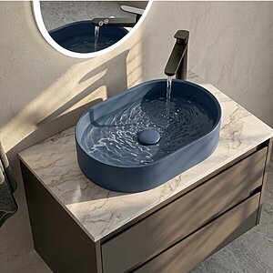 LIVING Oval Countertop Wash Basin Riverside & Waste