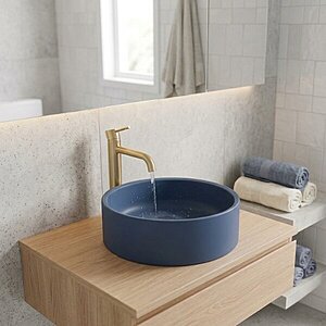 LIVING Round Countertop Wash Basin Riverside & Waste